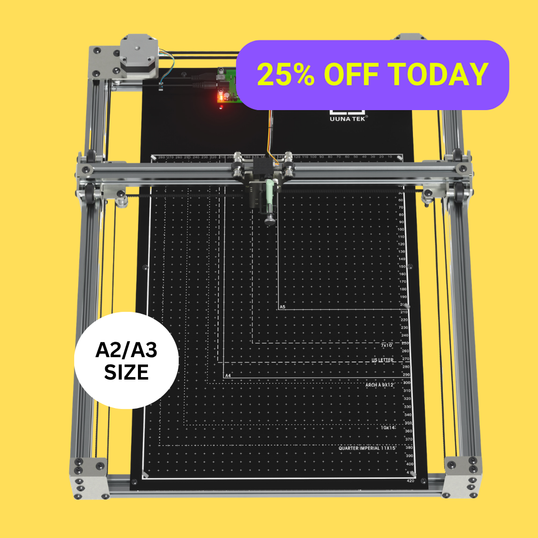 iDraw H SE A3/A2-tekenrobot voor kunstenaars, generatieve kunst en handschriftautomatisering – combineert de robuuste iDraw H-hardware met flexibele Axidraw-software